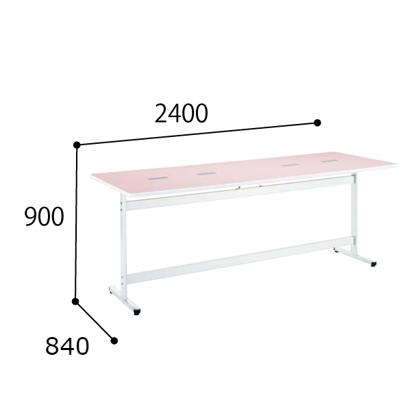 コクヨ スタッフステーション ナーステーブル T字脚タイプ スクエア天板 D840 配線キャップ付き HT1-T2485HW