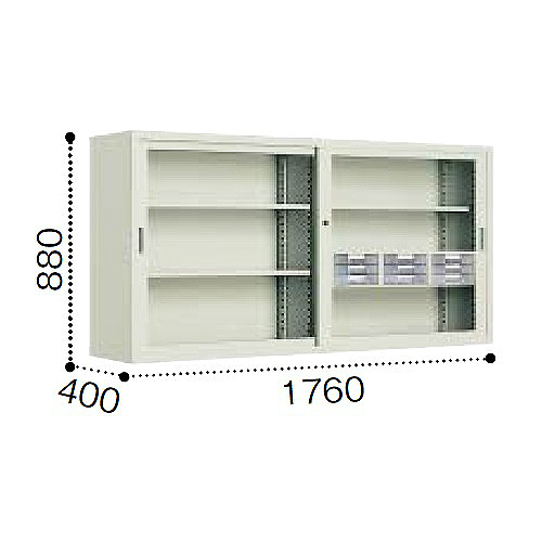 コクヨ 保管庫浅型 ガラス引き違いタイプ 上置き W1760×D400×H880mm S-U635GF1