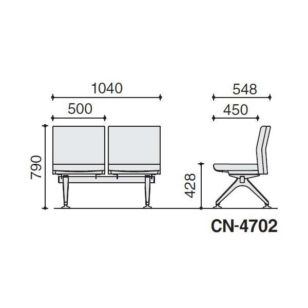 コクヨ ロビーチェアー 4700シリーズ 背付き 2連 W1040×D548×H790 CN