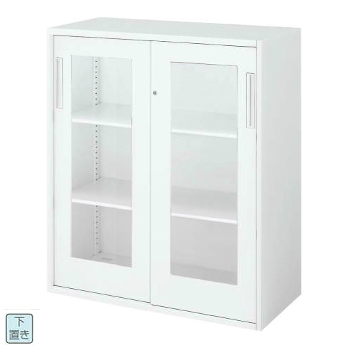 コクヨ エディア スタンダード 2枚ガラス引き違い 下置き書庫 W800×D400×H1050 BWU-HGD258SSAWN