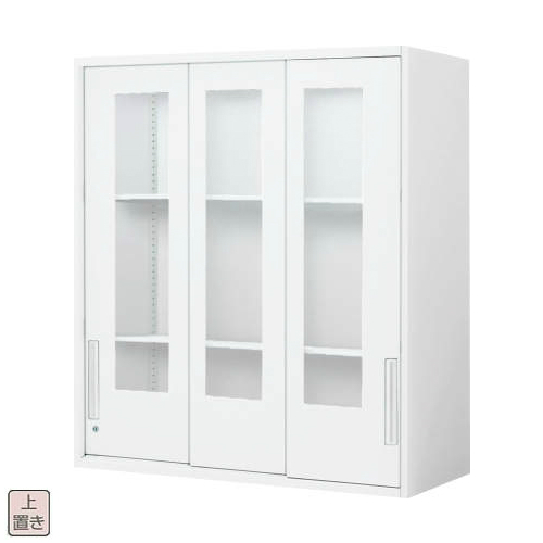 コクヨ エディア スタンダード 3枚ガラス引き違い 上置き書庫 W800×D400×H1050 BWU-HGU358SSAWNN