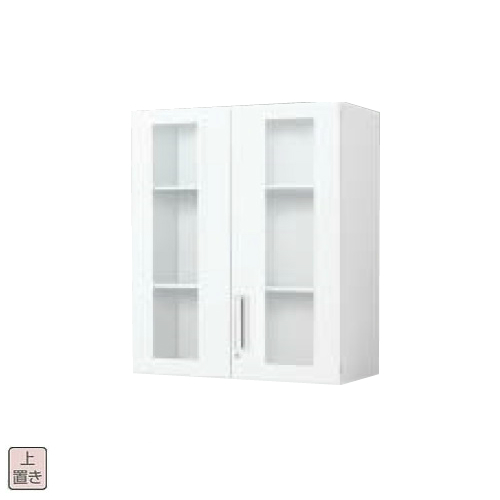 コクヨ エディア スタンダード ガラス両開き扉 上置き書庫 W900×D450×H1050 BWU-SGU59SAWN/BWU-SGU59F1N