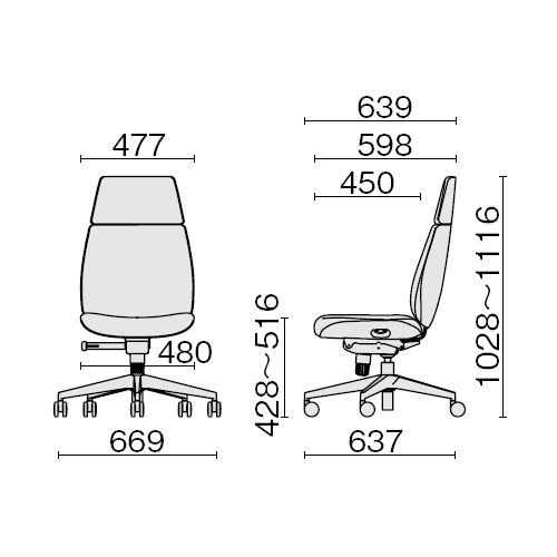 プラス ユーチェア ハイバック サイズ