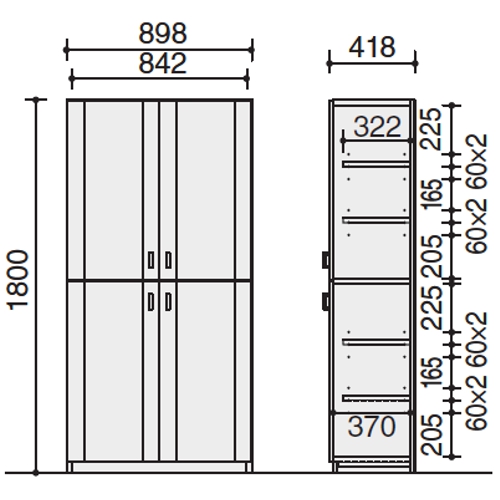 S350 両開き書棚 サイズ