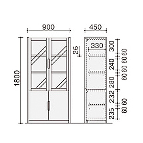 コクヨ 役員室用家具 マネージメント30シリーズ 両開き書棚 W900×D450
