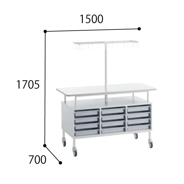 コクヨ スタッフステーション メディレージ フリーアクセス作業台 ハンガー付き 両面タイプ HP-MWTV431507WN
