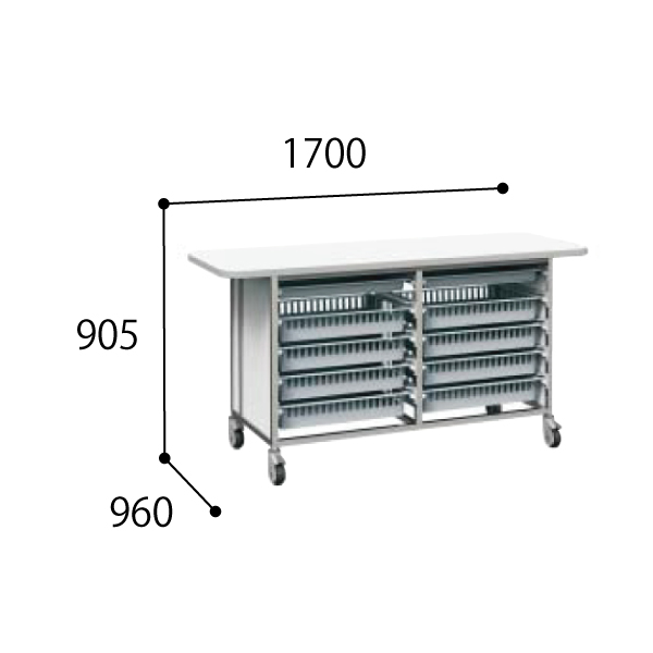 コクヨ スタッフステーション メディレージ ６４トレー作業台 Ｗ１７００ ハンガーなし 両面タイプ HP-MWT641709N