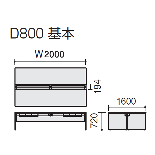 コクヨ ワークヴィスタプラス(WorkVista+) 両面タイプ 配線カバー 開閉式 W2000×D1600×H720mm DWV-WD2016
