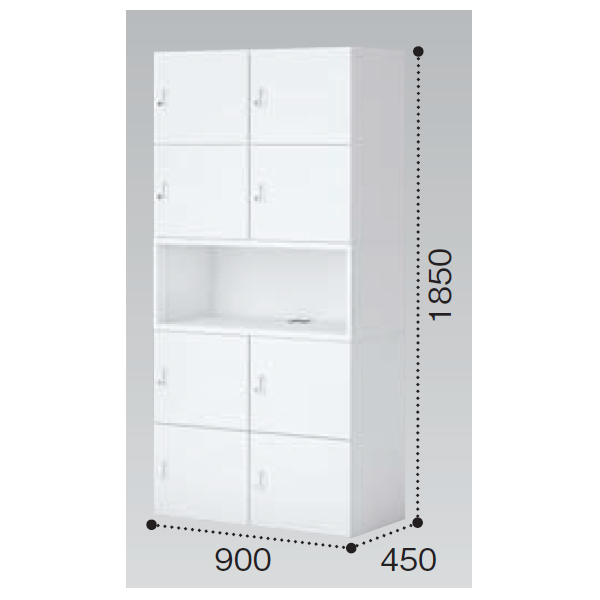 コクヨ イノン(iNON) ホワイト 8人用中段オープンメール穴なし Sタイプ ICカードロック SNN-RM87CXS-SAW1