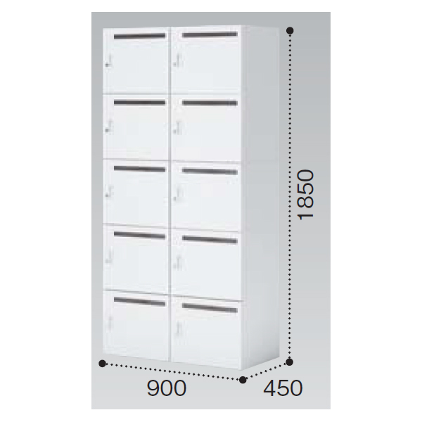 コクヨ イノン(iNON) ホワイト 10人用メール穴あり Sタイプ シリンダー SNN-R107YMS-SAW1