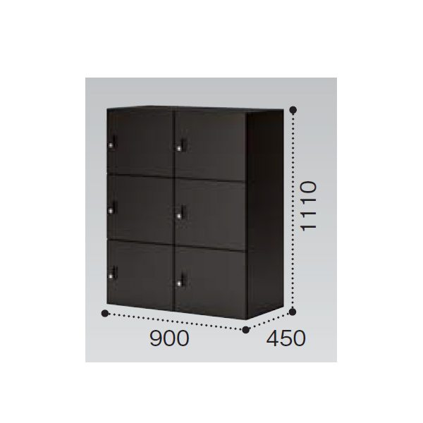 コクヨ イノン(iNON) ブラック 6人用メール穴なし Bタイプ シリンダー SNN-R065YXB-E6C1
