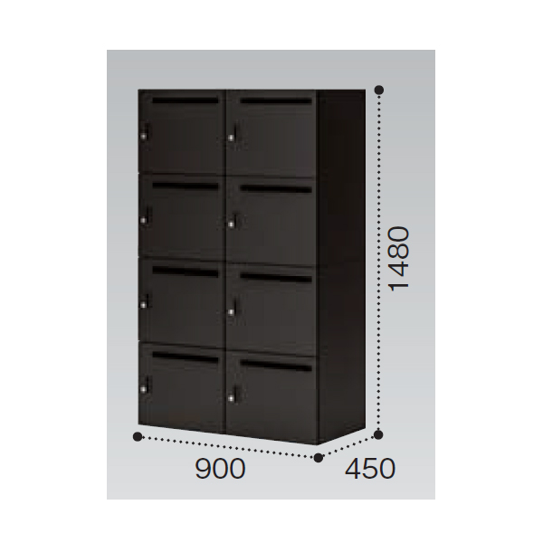 コクヨ イノン(iNON) ブラック 8人用メール穴あり Sタイプ シリンダー SNN-R086YMS-E6C1