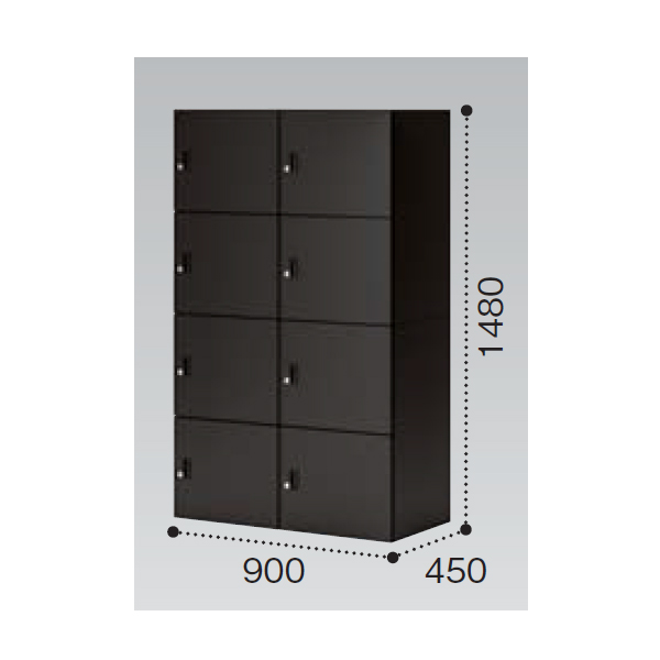 コクヨ イノン(iNON) ブラック 8人用メール穴なし Bタイプ シリンダー SNN-R086YXB-E6C1