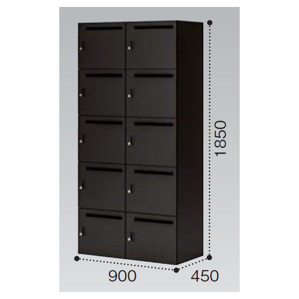 コクヨ イノン(iNON) ブラック 10人用メール穴あり Bタイプ ダイヤルロック SNN-R107DMB-E6C1