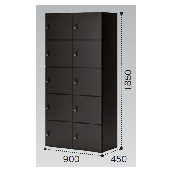 コクヨ イノン(iNON) ブラック 10人用メール穴なし Sタイプ シリンダー SNN-R107YXS-E6C1