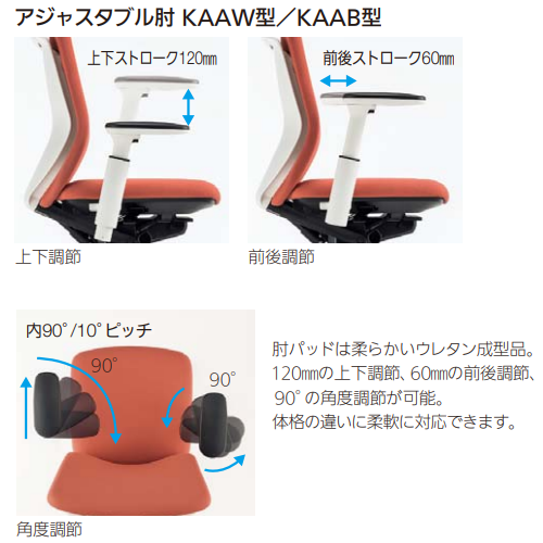 ウチダ クレネチェア ハイバック アジャスタブル KAAW型　KAAB型　詳細