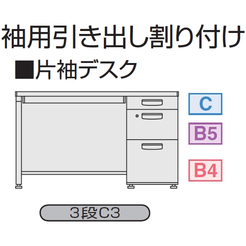 コクヨ KOKUYO BS+デスクシステム 片袖デスク 3段 W1200×D700×H700 SD