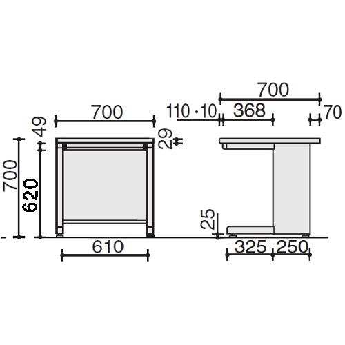 BS+スタンダードテーブル サイズ