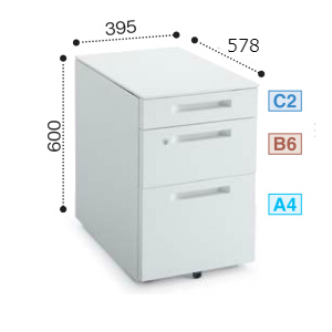 コクヨ iSデスクシステム ワゴン W395×D578×H600 C3ワゴン(A4タイプ) シリンダー錠 SD-IS458C3SAWN3