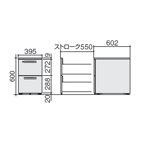 コクヨ iSデスク ワゴン W395×D602×H600 A2ワゴン(A4タイプ) シリンダー錠 SD-IS46A2SAWN4 サイズ
