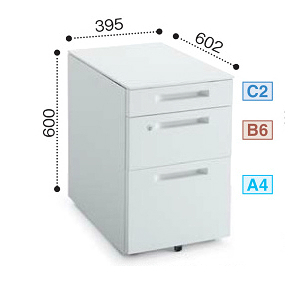 コクヨ iSデスクシステム ワゴン W395×D602×H600 C3ワゴン(A4タイプ) シリンダー錠 SD-IS46C3SAWN4