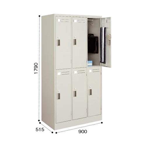 コクヨ　LKロッカー ナチュラルグレータイプ 6人用ロッカー W900D515H1790 シリンダー錠 LK-6F1