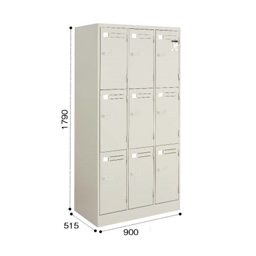 コクヨ　LKロッカー ナチュラルグレータイプ 9人用ロッカー W900D515H1790 シリンダー錠 LK-9F1