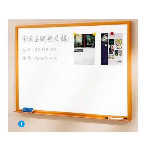 ウチダ 木目フレームボード 3×4型 ホワイトボード 1210×88×911mm 6-190-2504