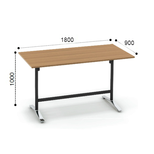 コクヨ ビエナ(VIENA) ミーティングテーブル T字脚 角形天板 天板固定 ポリッシュ脚 アジャスター脚 ハイタイプ 配線BO×無 W1800×D900×H1000 MT-V189HPMP2-E/MT-V189HPMV5-E