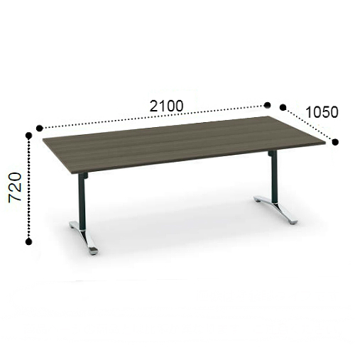 コクヨ ビエナ(VIENA) ミーティングテーブル 角形天板 T字脚 天板固定 ポリッシュ脚 アジャスター脚 配線ボックス無 W2100×D1050×H720 MT-V211PMP2-E/MT-V211PMV5-E