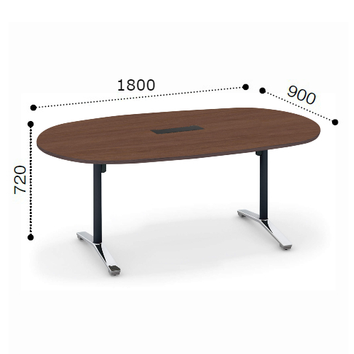 コクヨ ビエナ ミーティングテーブル 楕円形 T字 天板固定 ポリッシュ･アジャスター脚 配線ボックス付 MT-VD189BPMP2-E/MT-VD189BPMG5-E