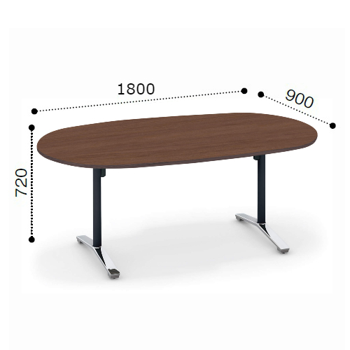コクヨ ビエナ ミーティングテーブル 楕円形 T字 天板固定 ポリッシュ･アジャスター脚 配線ボックス無 MT-VD189PMP2-E/MT-VD189PMG5-E