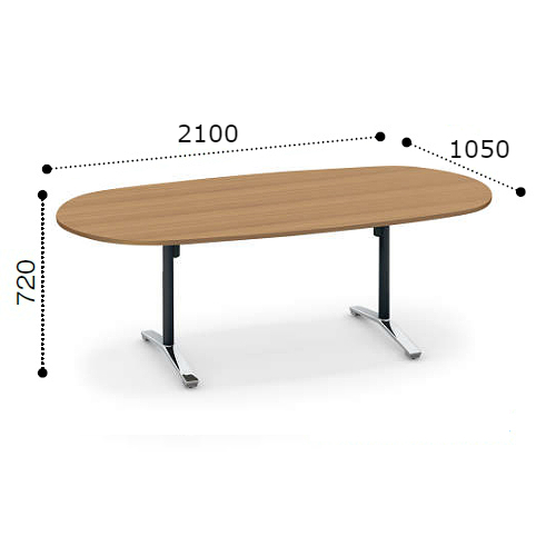 コクヨ ビエナ ミーティングテーブル 楕円形 T字 天板固定 ポリッシュ･アジャスター脚 配線ボックス無 MT-VD211PMP2-E/MT-VD211PMG5-E