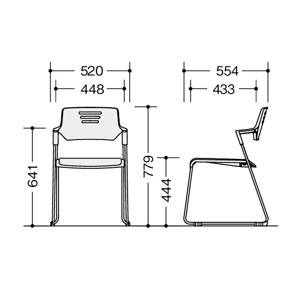 ナイキ ミーティングチェアー 会議用チェアー E422型 サイズ
