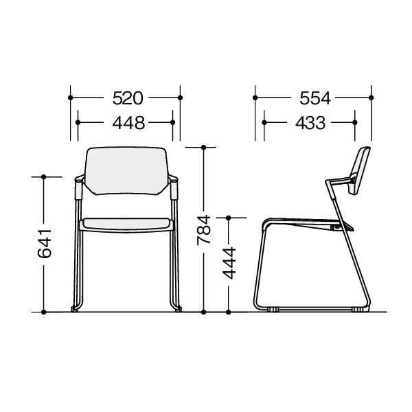ナイキ ミーティングチェアー 会議用チェアー E422型 サイズ