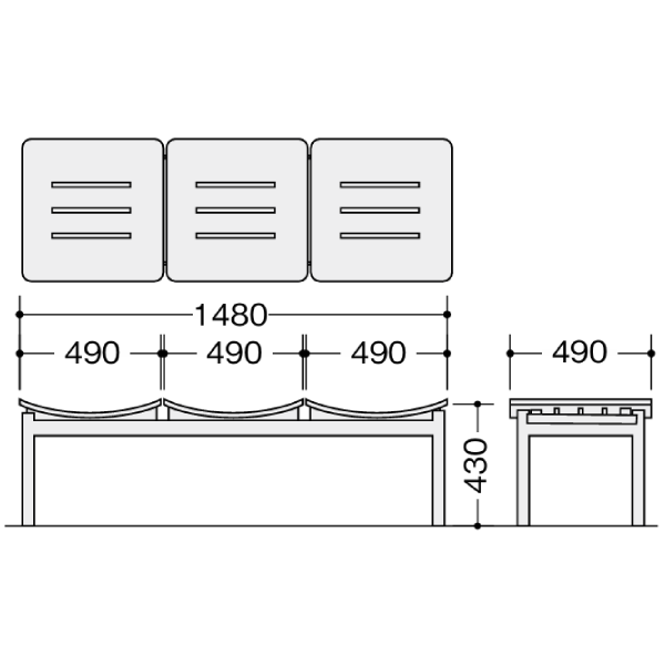 ナイキ ロビーシリーズ RC104型 ロビーチェアー サイズ