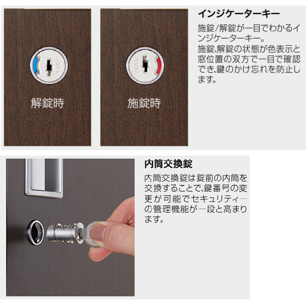 ナイキ HLN型ロッカー 3点ロックタイプ 内筒交換錠
