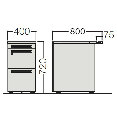 オカムラ okamura アドバンス－Sデスク(ADVANCE-S) 脇机 3段