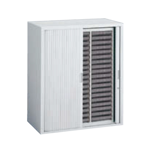 オカムラ レクトライン収納 クリスタルケース シャッター扉 浅型19段3列 下置き W900×D450×H1050 4B03TS-Z