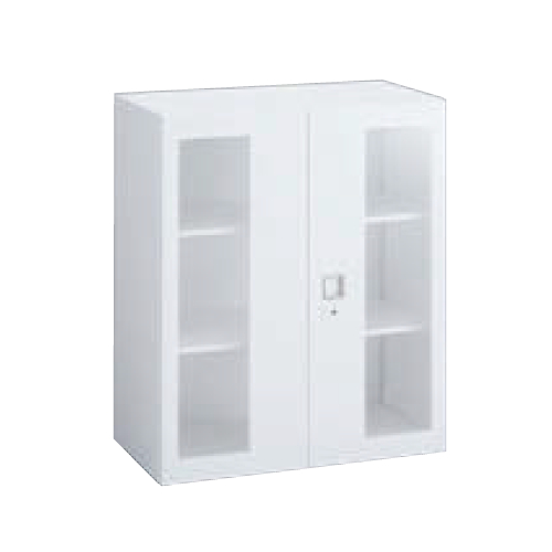 オカムラ レクトライン収納 ガラス両開き書庫 上置き下置き兼用 W900×D450×H1050 4B33GF-ZA75/4B33GF-Z13