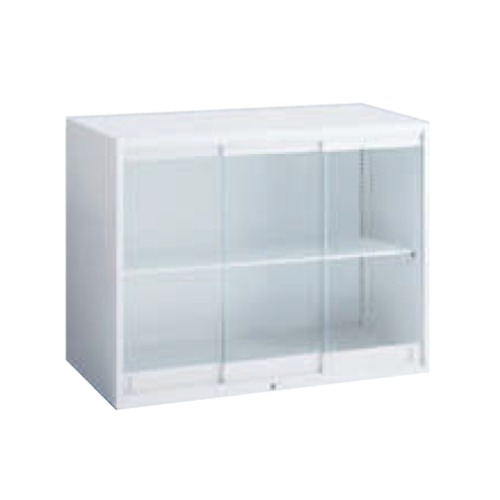 オカムラ レクトライン収納 ガラス3枚引き違い書庫 上置き W900×D450×H710 4B41AC-ZA75/4B41AC-Z13