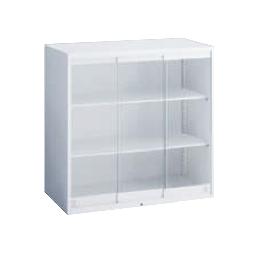 オカムラ レクトライン収納 ガラス3枚引き違い書庫 上置き W900×D400×H900 4H42AC-ZA75/4H42AC-Z13