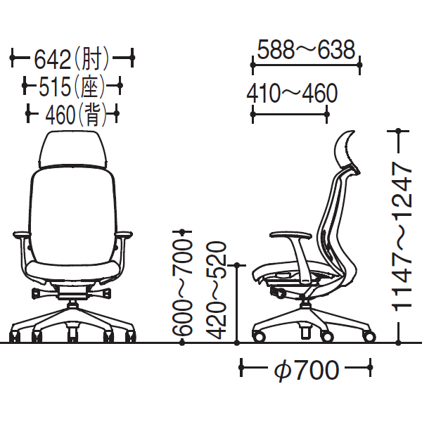オカムラ シルフィーチェア(Sylphy) サイズ