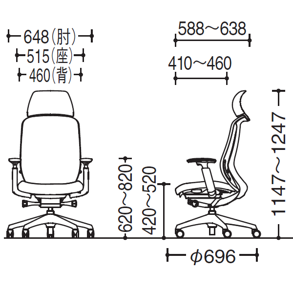 オカムラ シルフィーチェア(Sylphy) サイズ