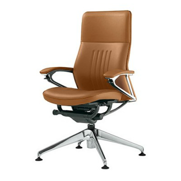 オカムラ Legenda(レジェンダ)シリーズ ハイバック 革張り 4本脚オートリターン オープン肘(デコレーティブステッチ) CR34AR-P