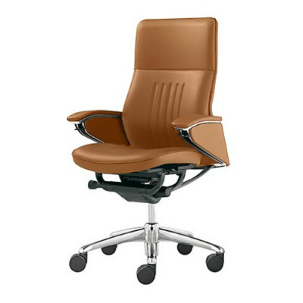 オカムラ Legendaシリーズ ハイバック 革張り 5本脚 パネル肘(デコレーティブステッチ＋パーフォレーション) CR55FR-P