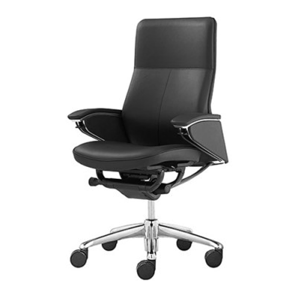 オカムラ Legenda(レジェンダ)シリーズ ハイバック 革張り 5本脚 パネル肘(スタンダード) CR55SR-P