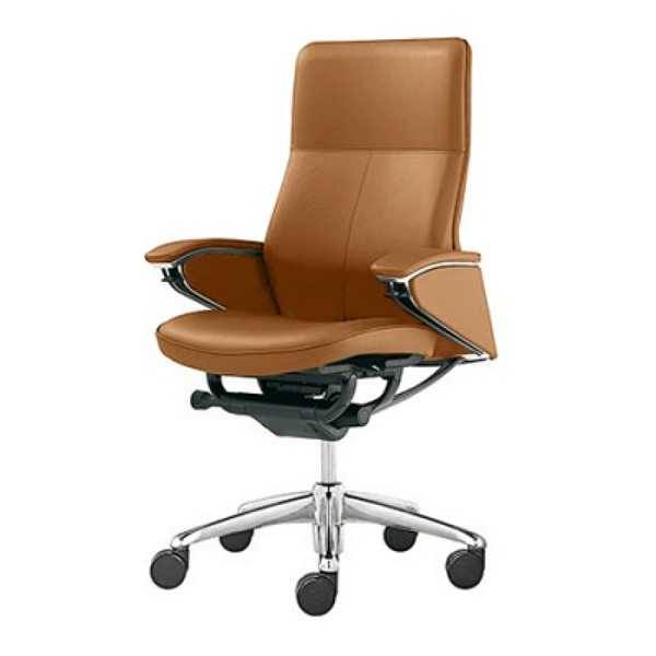 オカムラ Legenda(レジェンダ)シリーズ ハイバック 革張り 5本脚 パネル肘(スタンダード) CR55SR-P