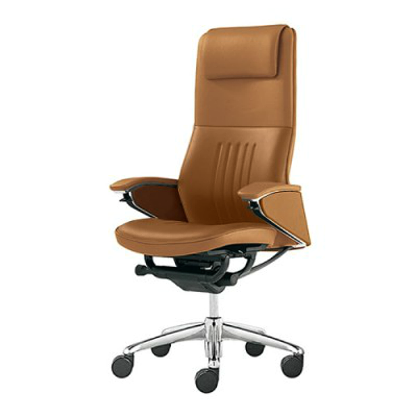 オカムラ Legenda エクストラハイバック 革張り 5本脚 パネル肘(デコレーティブステッチ＋パーフォレーション) CR57FR-P