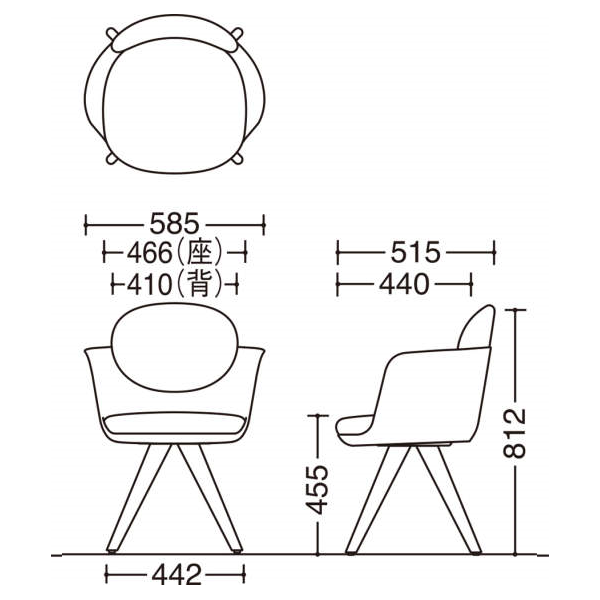 オカムラ フローリスチェア(Foiris) ミーティングチェア  サイズ